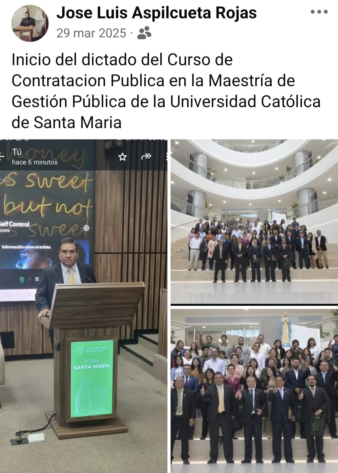 Docencia en la Universidad Católica de Santa María